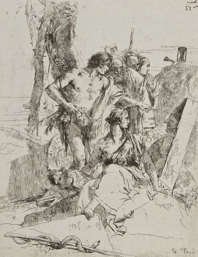 Giambattista Tiepolo La scoperta della tomba di Pulcinella - scherzi di fantasia - tav. 16.jpg
