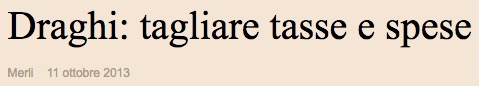 Draghi, tagliare spesa e tasse