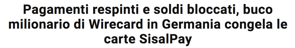 Wirecard pagamenti in contante respinti