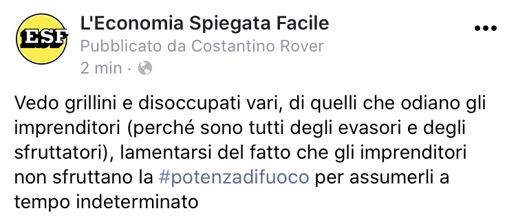 Vedo grillini e disoccupati che si lamentano