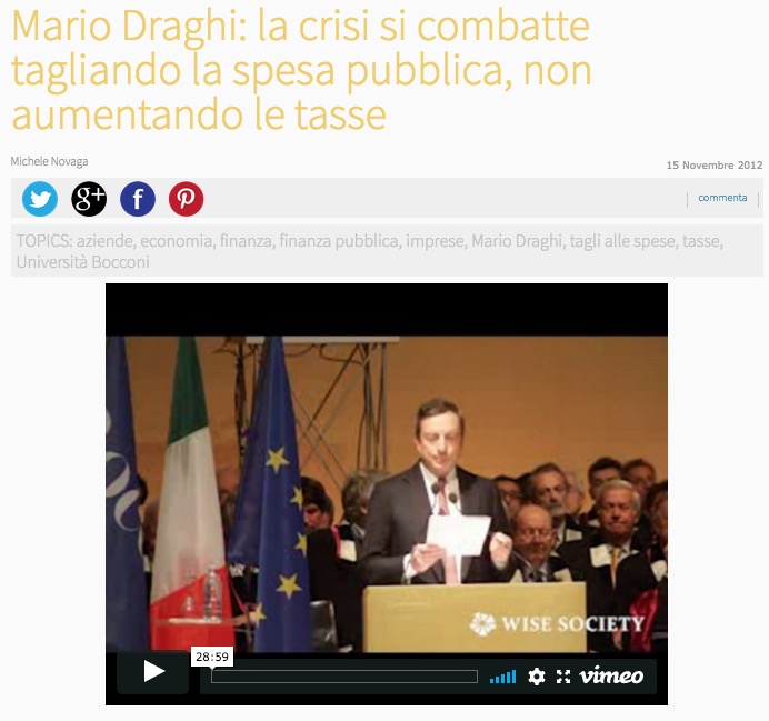 Draghi, tagliare la spesa pubblica
