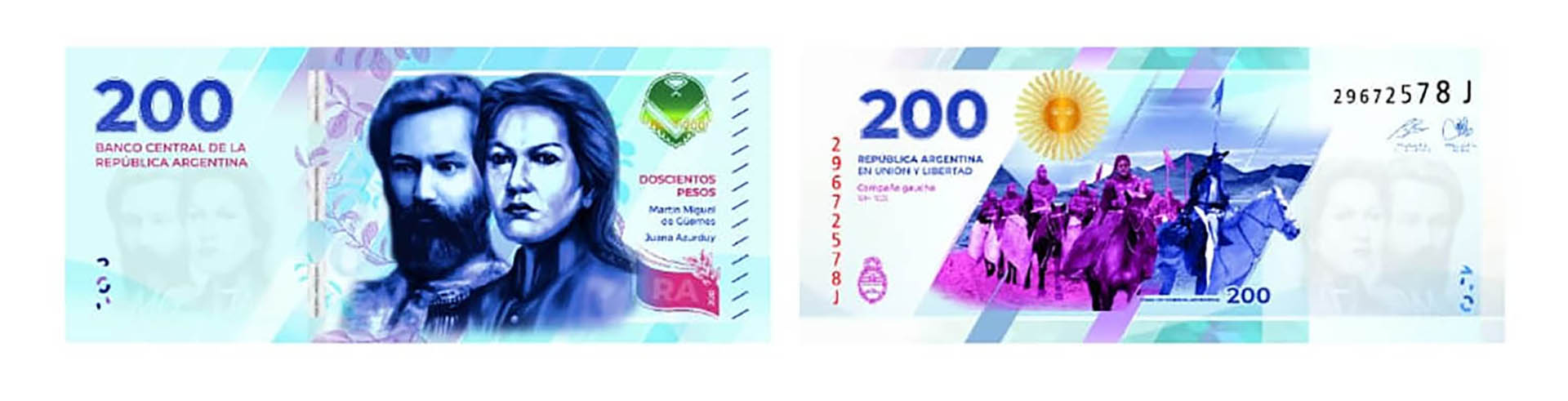 $200: Martín Miguel de Güemes y Juana Azurduy